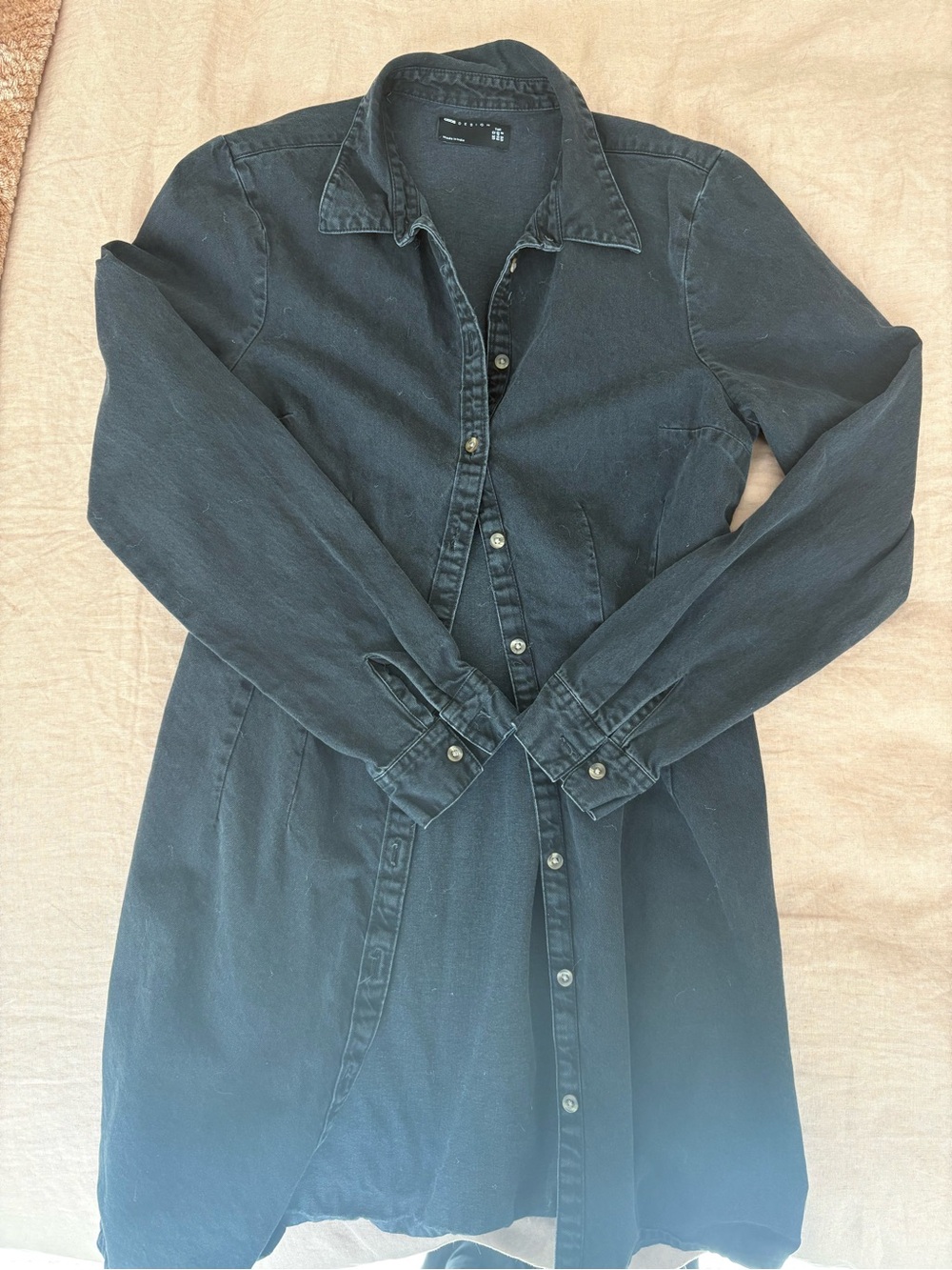 ASOS Black Long-Sleeve Shirt Dress